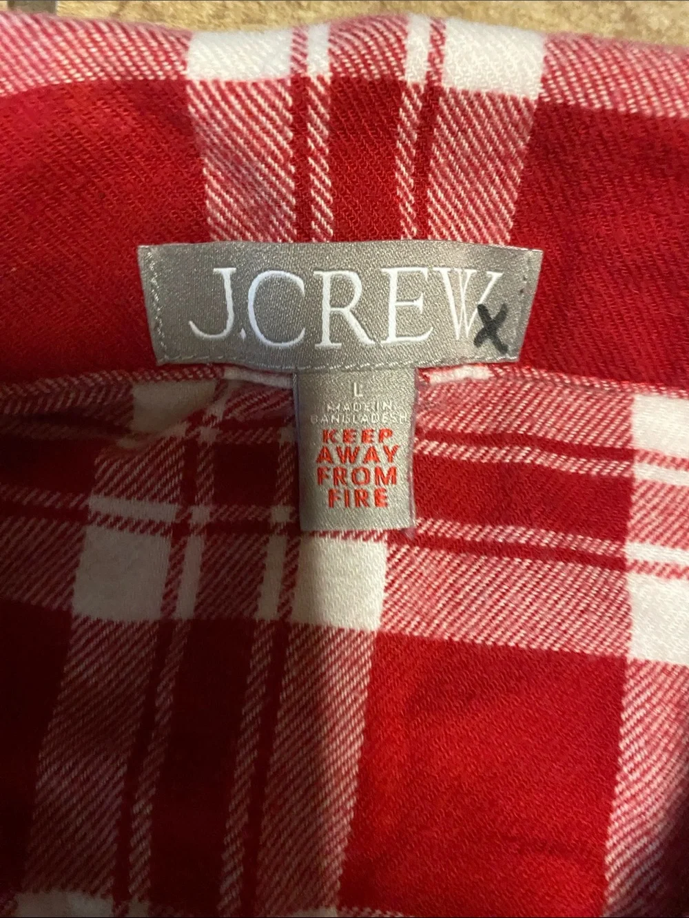 J. Crew Red and White Plaid Flannel Pajama Set Large Unisex Fall Cotton Cozy